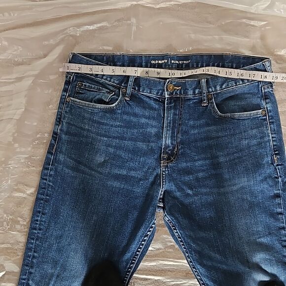 Old Navy Men Slim Fit Jeans 36×34 Dark Blue Washed - Picture 8 of 16